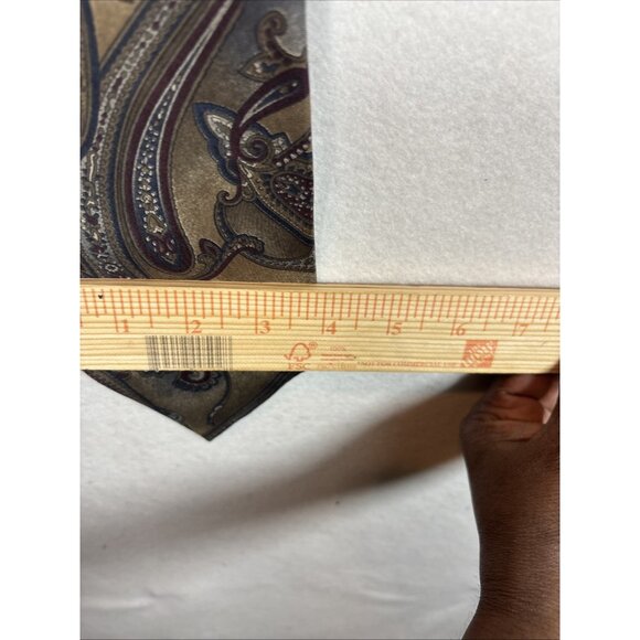 Henry Grethel Mens Multicolored 100% Italian Silk Neck Tie Size 55”x4” - Picture 3 of 6